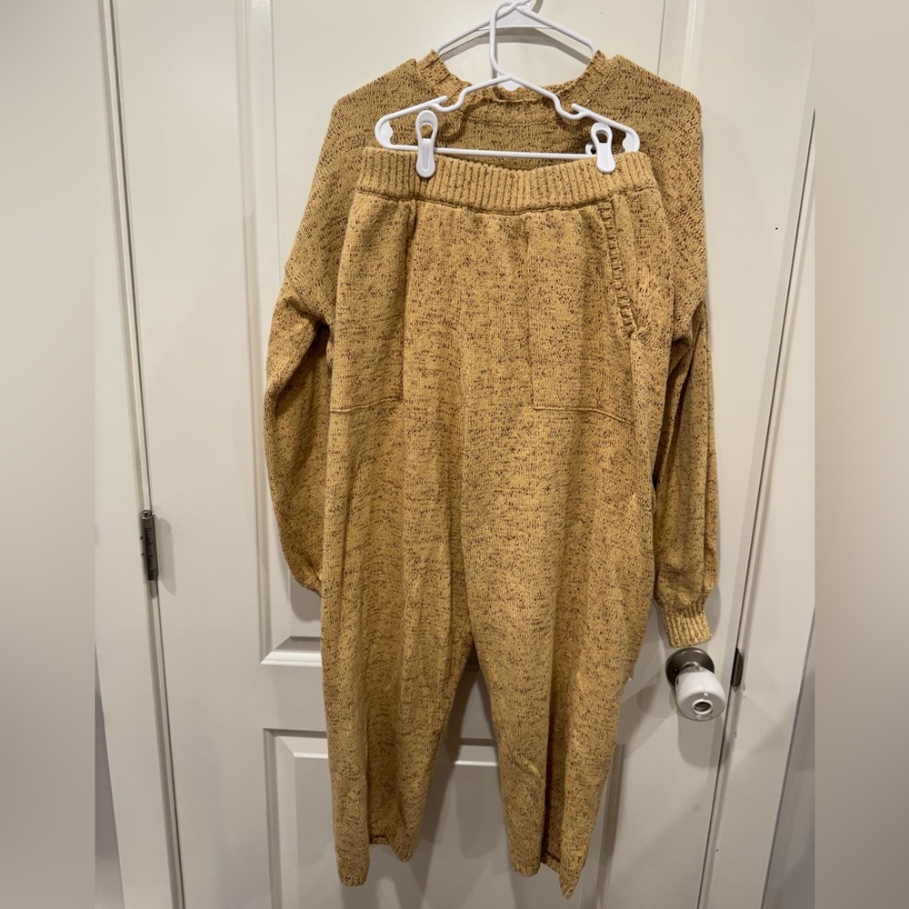 Free People Marled Mustard Knit Sweater Set